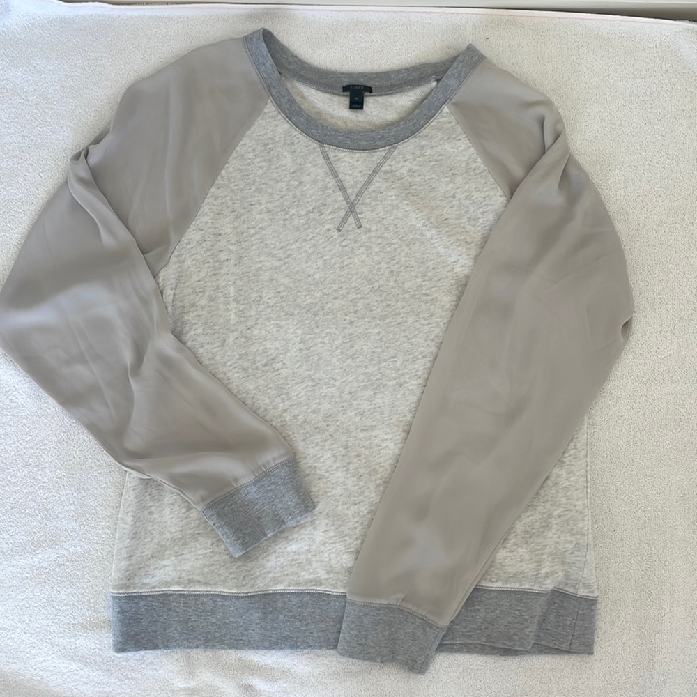 J Crew vintage sweatshirt with chiffon sleeves